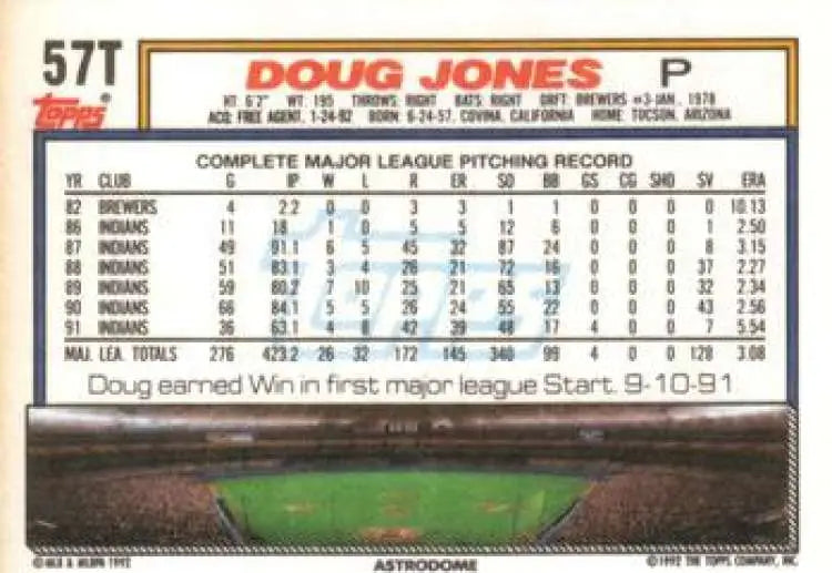 1992 Topps Traded #57T Doug Jones NM-MT Houston Astros Baseball Card - Baseball Card Single