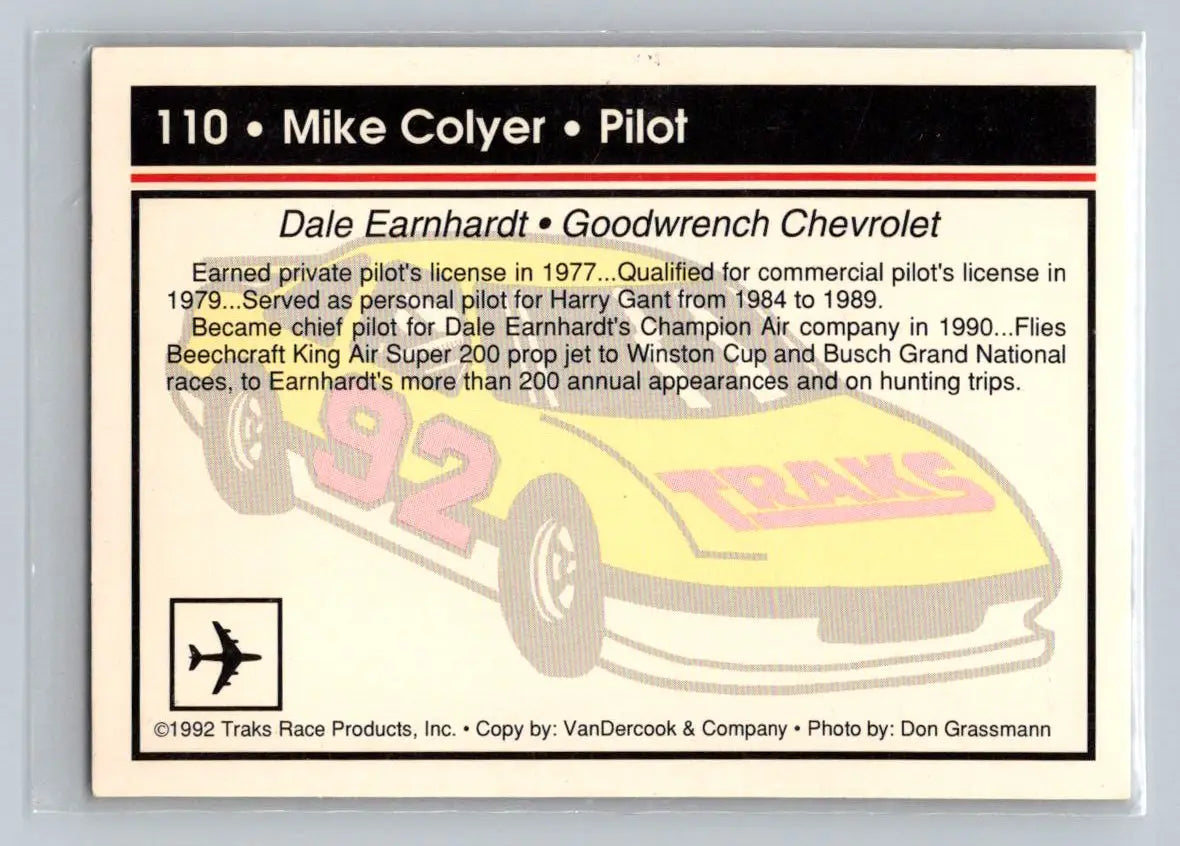 1992 Traks #110 Mike Colyer Dale Earnhardt Inc. - Racing Card Single