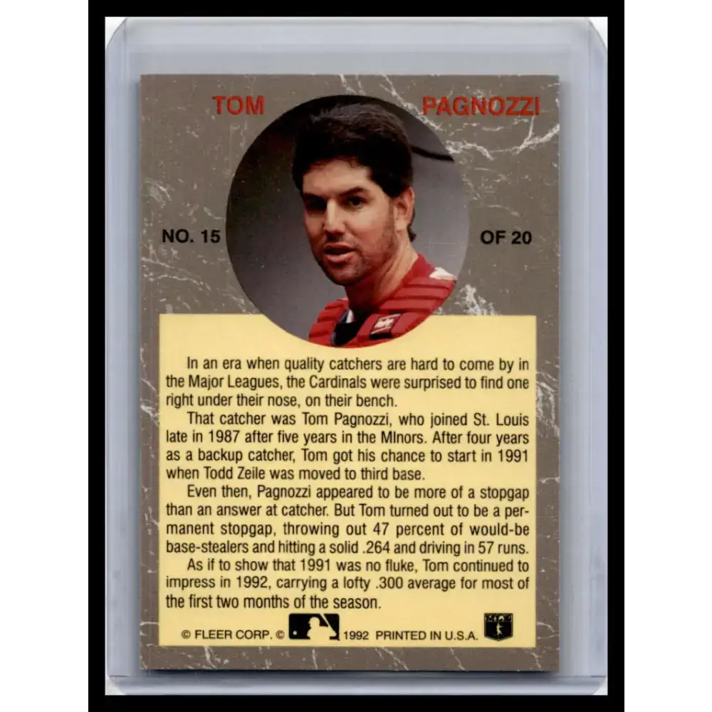 1992 Ultra #15 Tom Pagnozzi NM-MT St. Louis Cardinals Baseball Card - Baseball Card Single