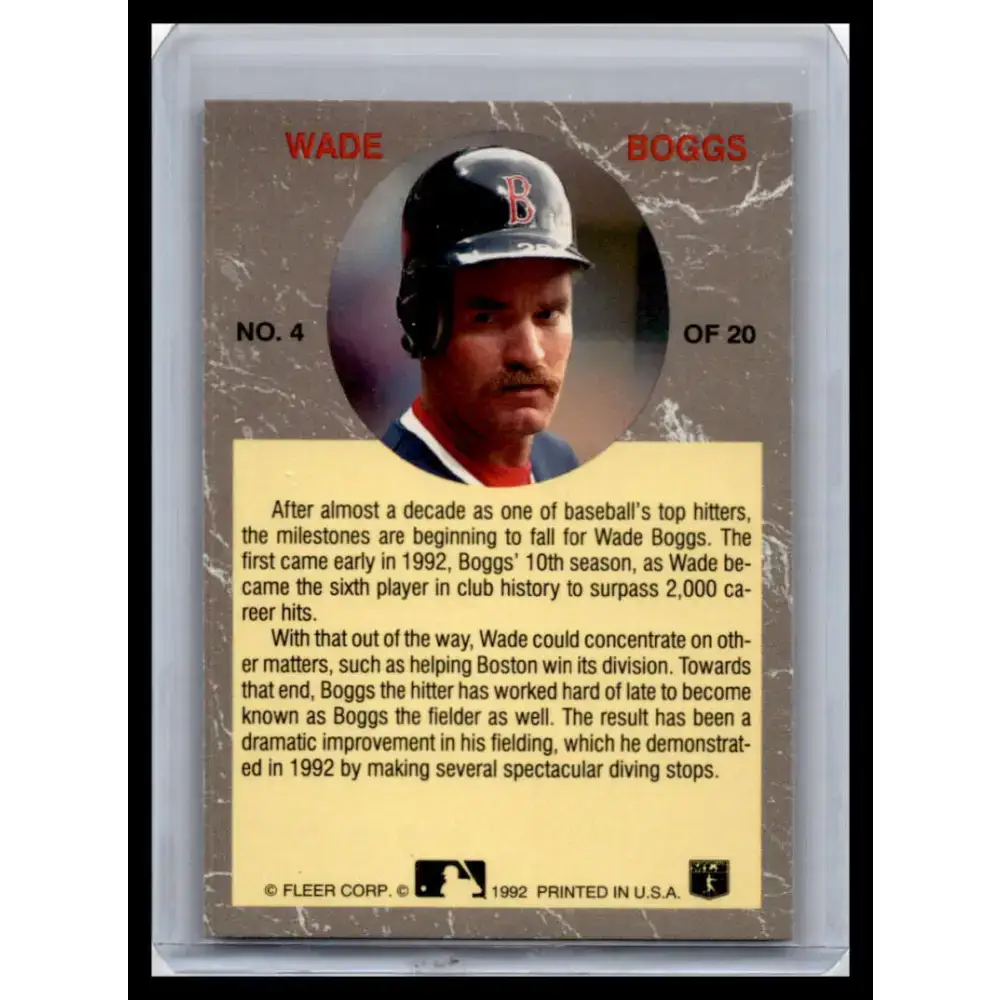 1992 Ultra #4 Wade Boggs NM-MT Boston Red Sox Baseball Card - Baseball Card Single