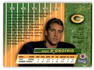1992 Ultra #424 Mark D’Onofrio - Football Card Single