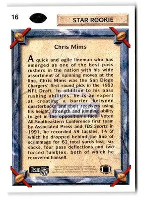 1992 Upper Deck #16 Chris Mims - Football Card Single