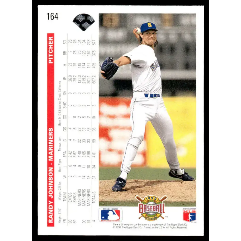 1992 Upper Deck #164 Randy Johnson NM-MT Seattle Mariners Baseball Card - Baseball Card Single
