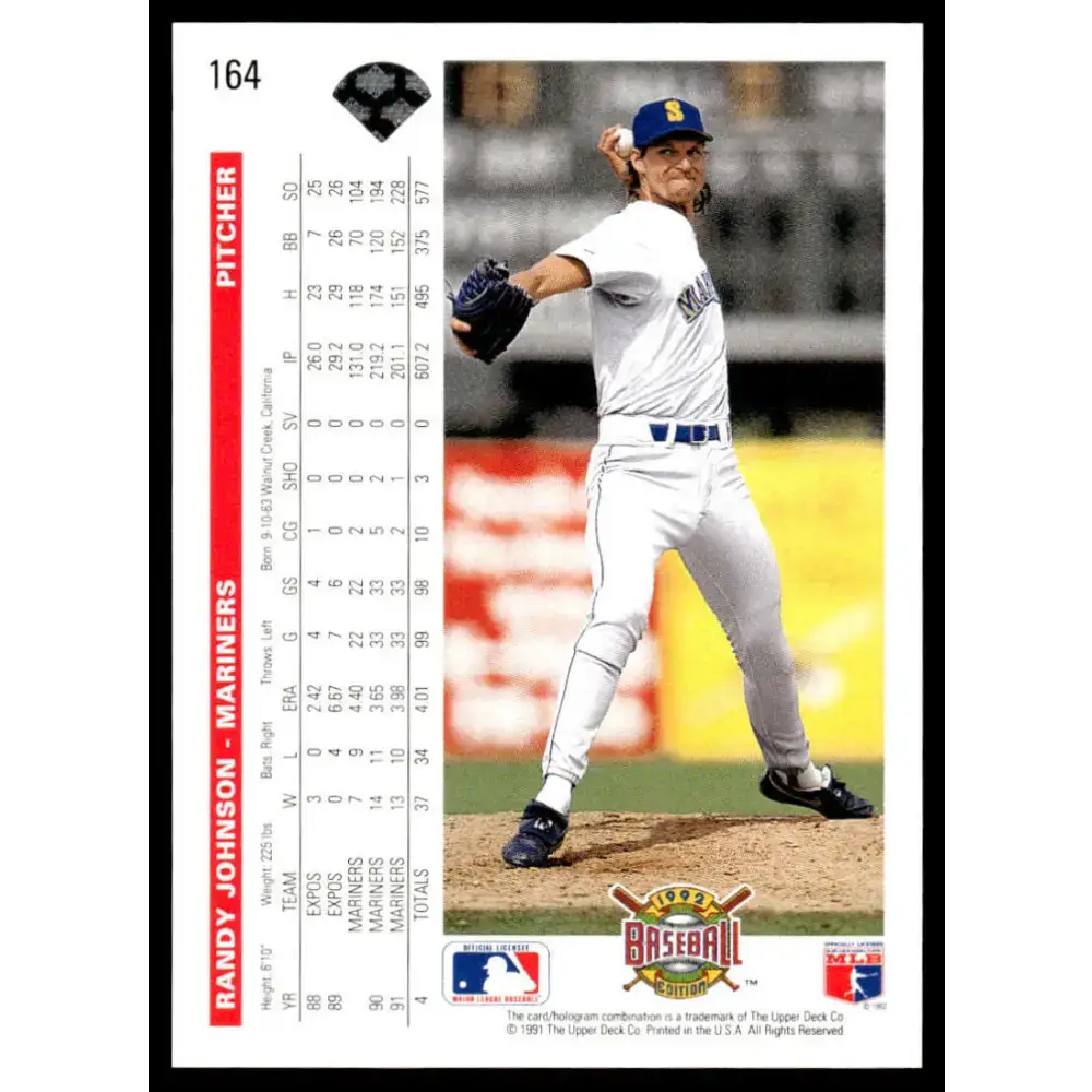 1992 Upper Deck #164 Randy Johnson NM-MT Seattle Mariners Baseball Card - Baseball Card Single