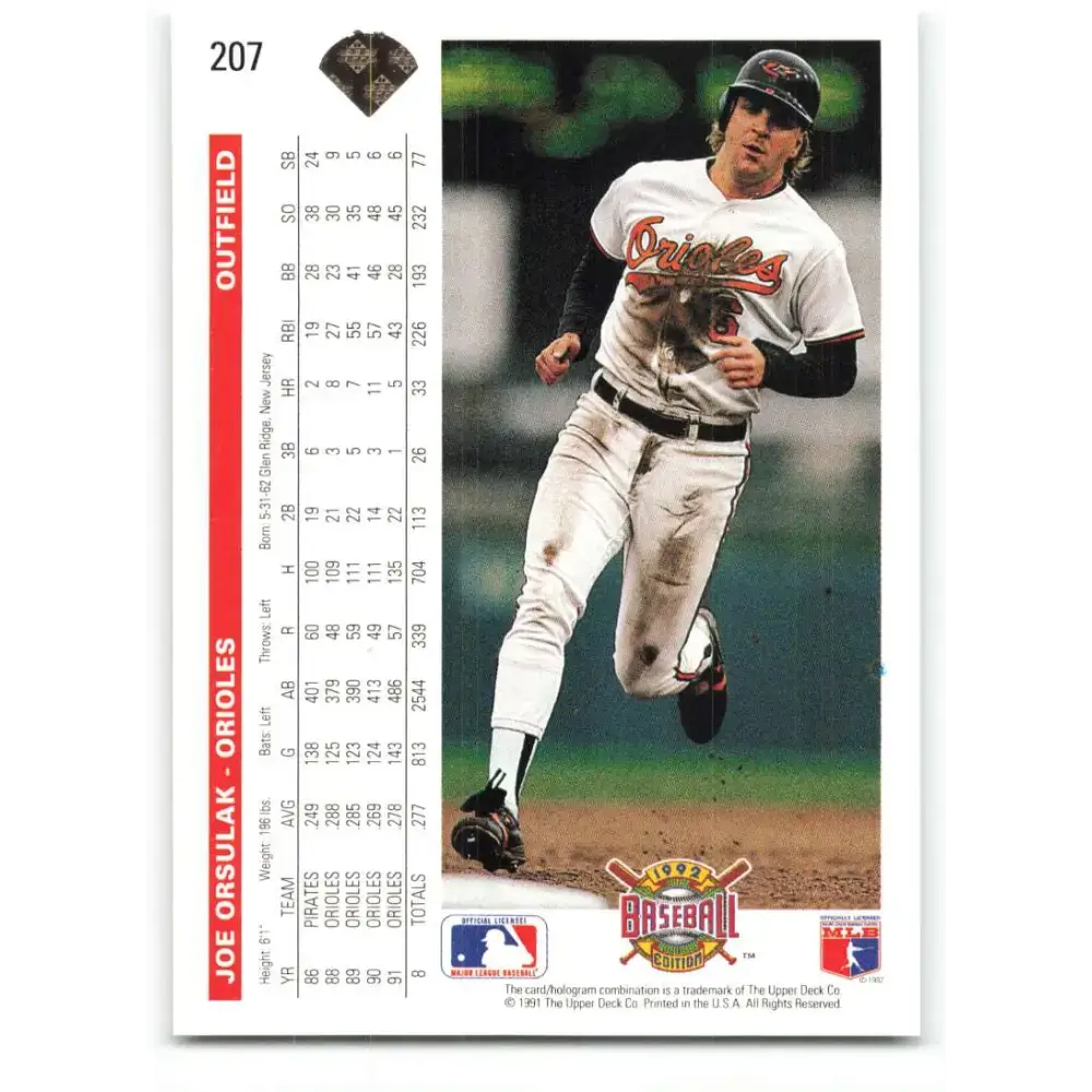 1992 Upper Deck #207 Joe Orsulak NM-MT Baltimore Orioles Baseball Card - Baseball Card Single