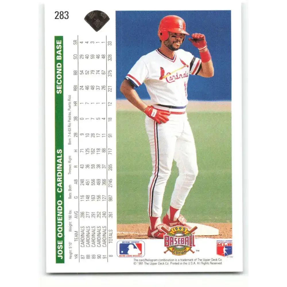 1992 Upper Deck #283 Jose Oquendo NM-MT St. Louis Cardinals Baseball Card - Baseball Card Single