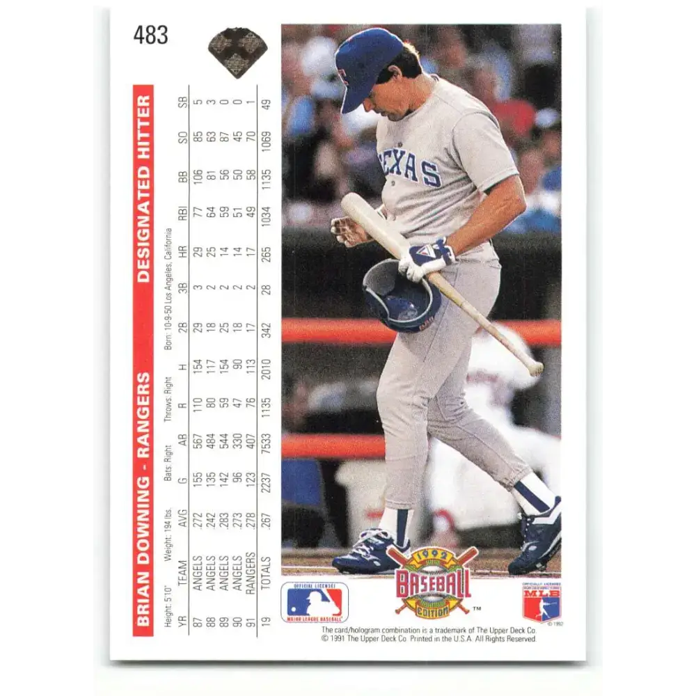 1992 Upper Deck #483 Brian Downing NM-MT Texas Rangers Baseball Card - Baseball Card Single