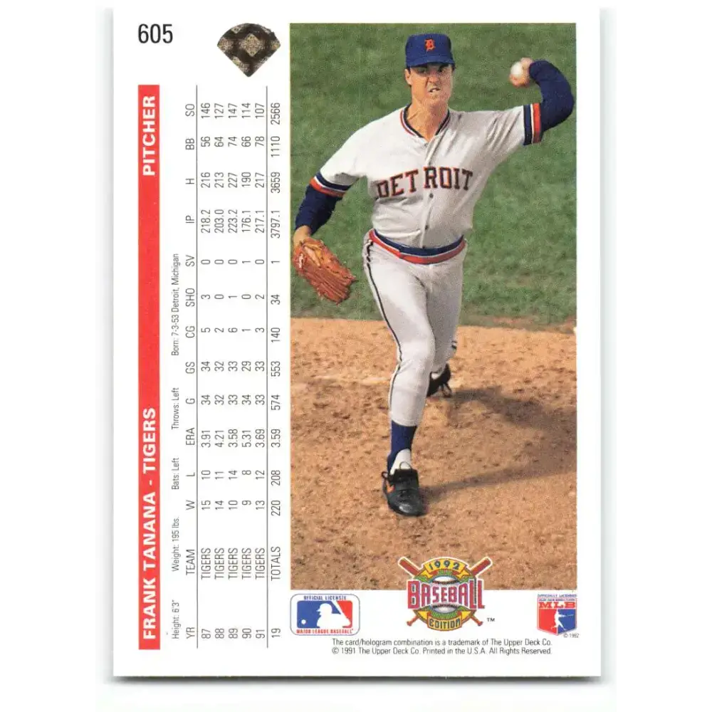 1992 Upper Deck #605 Frank Tanana NM-MT Detroit Tigers Baseball Card - Baseball Card Single