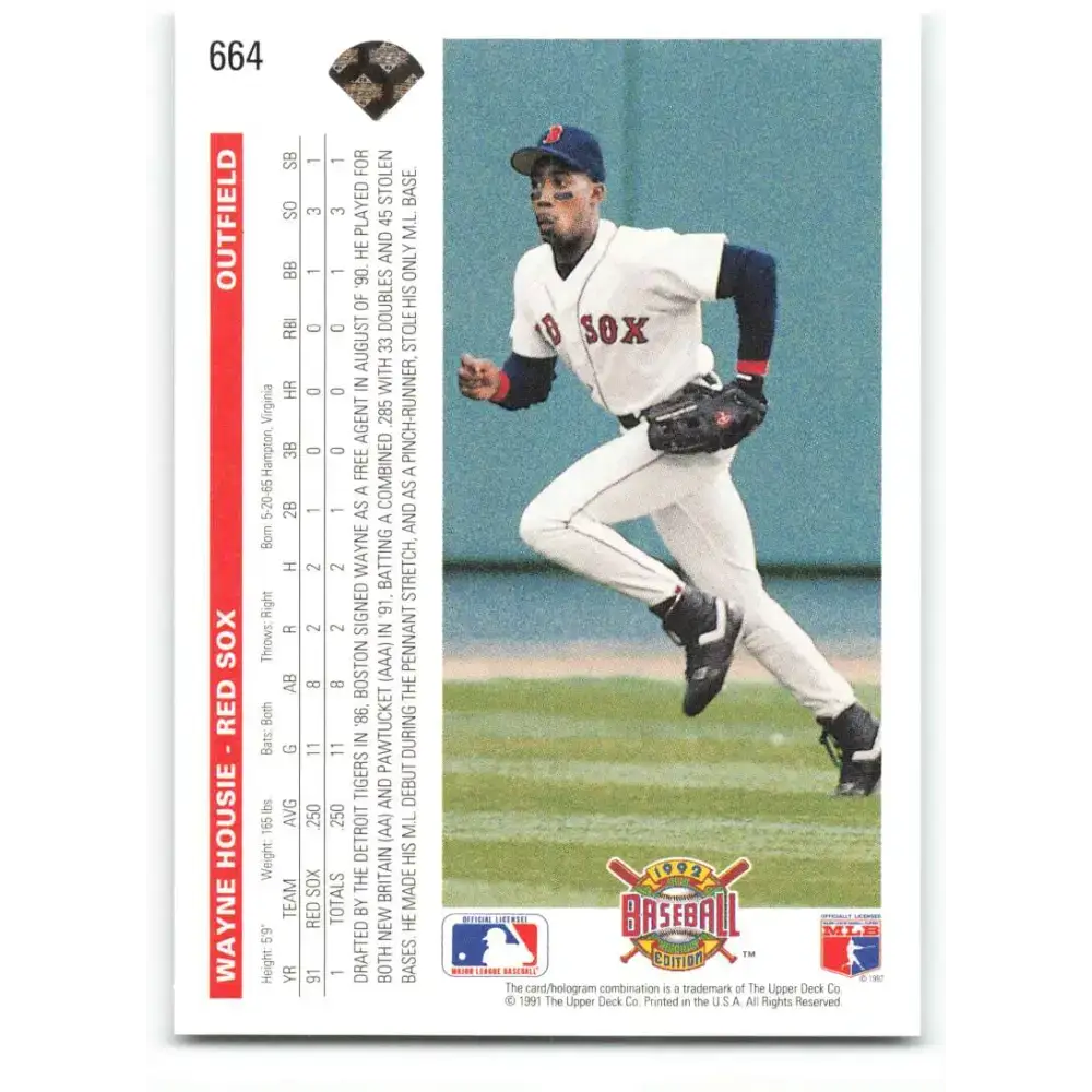 1992 Upper Deck #664 Wayne Housie NM-MT RC Rookie Boston Red Sox Baseball Card - Baseball Card Single