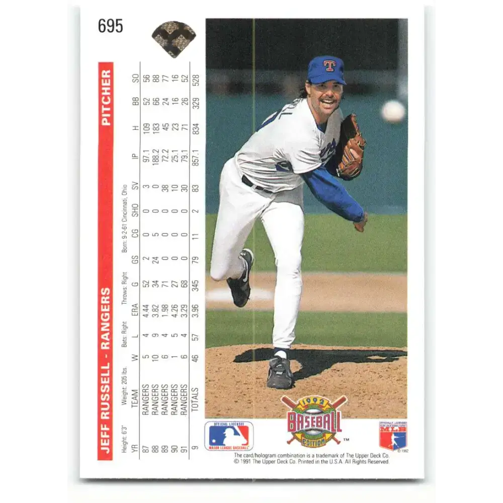 1992 Upper Deck #695 Jeff Russell NM-MT Texas Rangers Baseball Card - Baseball Card Single
