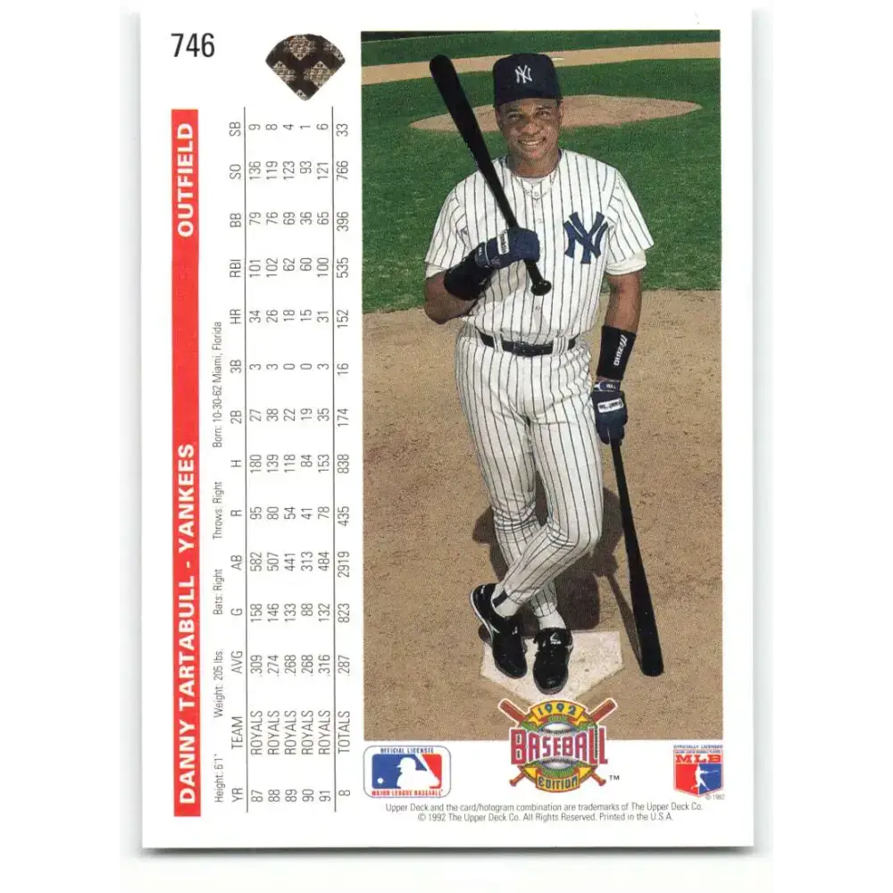 1992 Upper Deck #746 Danny Tartabull NM-MT New York Yankees Baseball Card - Baseball Card Single