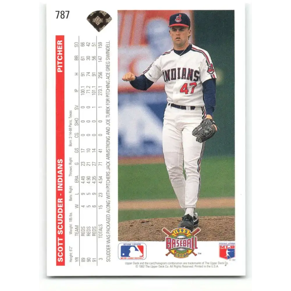 1992 Upper Deck #787 Scott Scudder NM-MT Cleveland Indians Baseball Card - Baseball Card Single