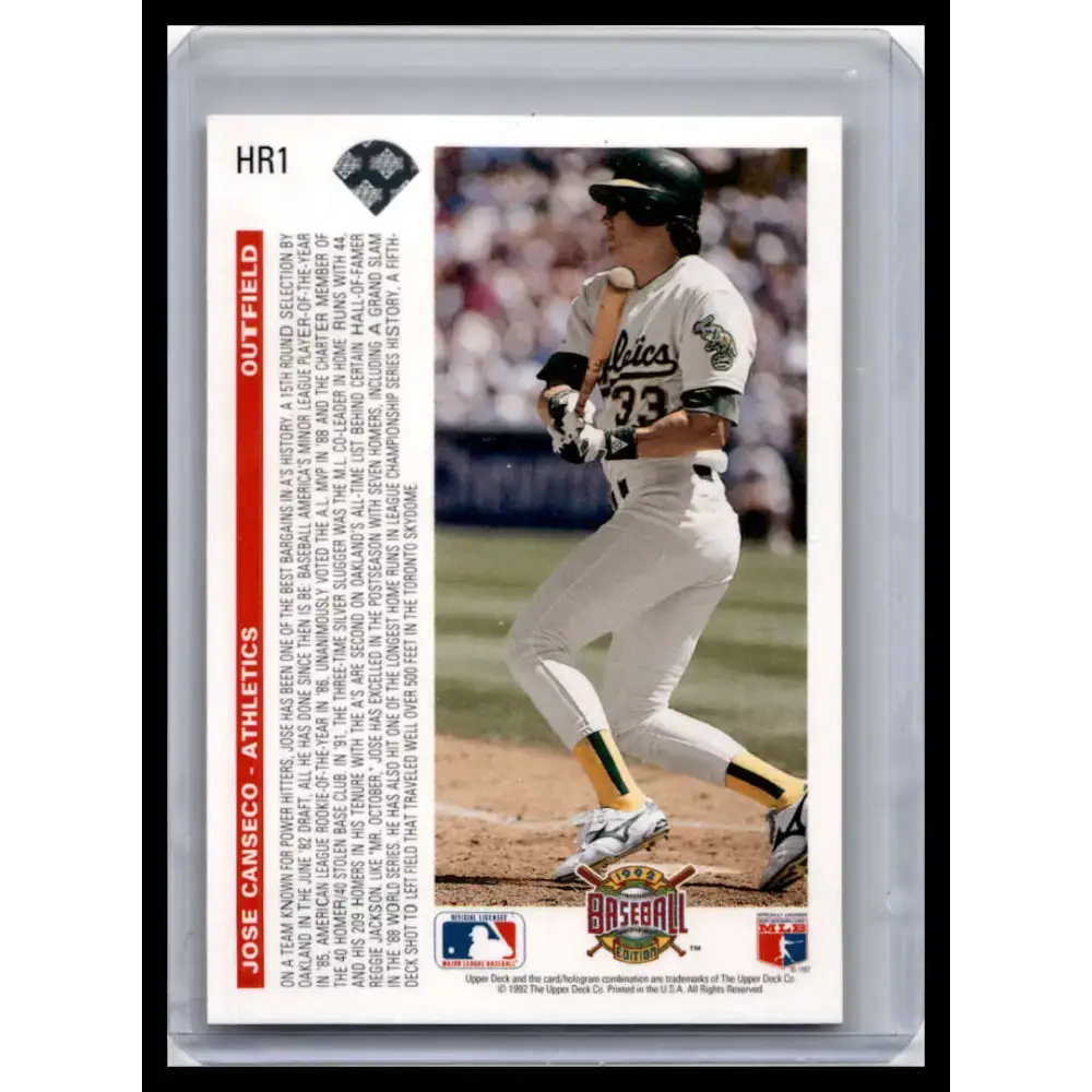 1992 Upper Deck #HR1 Jose Canseco NM-MT Oakland Athletics Baseball Card - Baseball Card Single