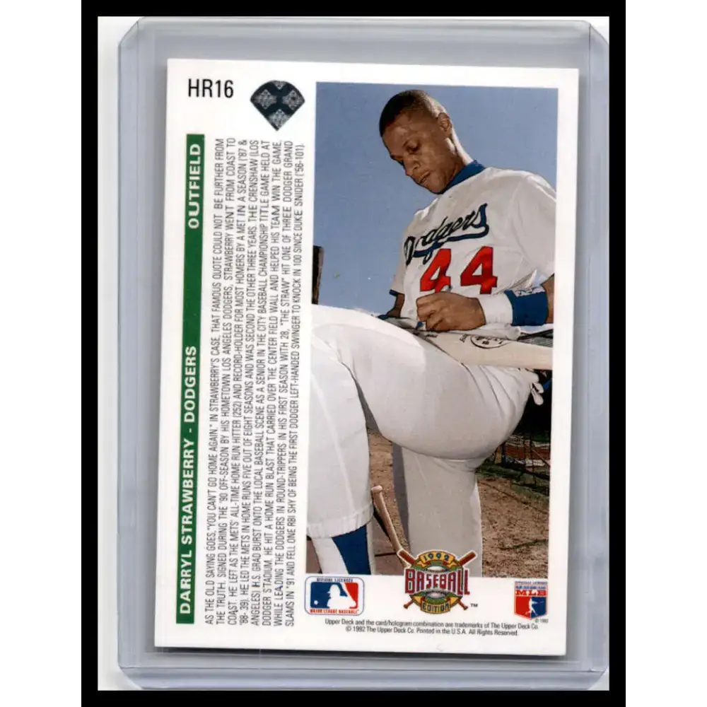 1992 Upper Deck #HR16 Darryl Strawberry NM-MT Los Angeles Dodgers Baseball Card - Baseball Card Single