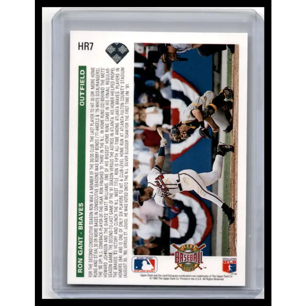 1992 Upper Deck #HR7 Ron Gant NM-MT Atlanta Braves Baseball Card - Baseball Card Single