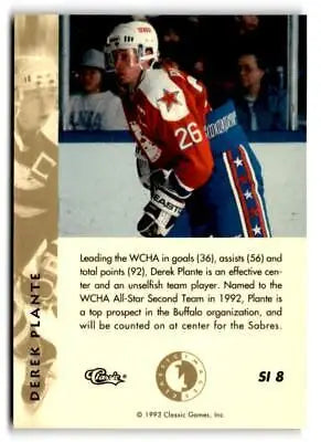 Hockey player Derek Plante in red and white jersey number 26 during game action