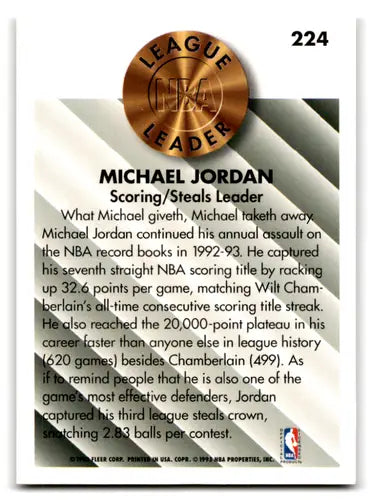 Original gloss Michael Jordan basketball card from 1993-94 Fleer set showcasing simply sandoval