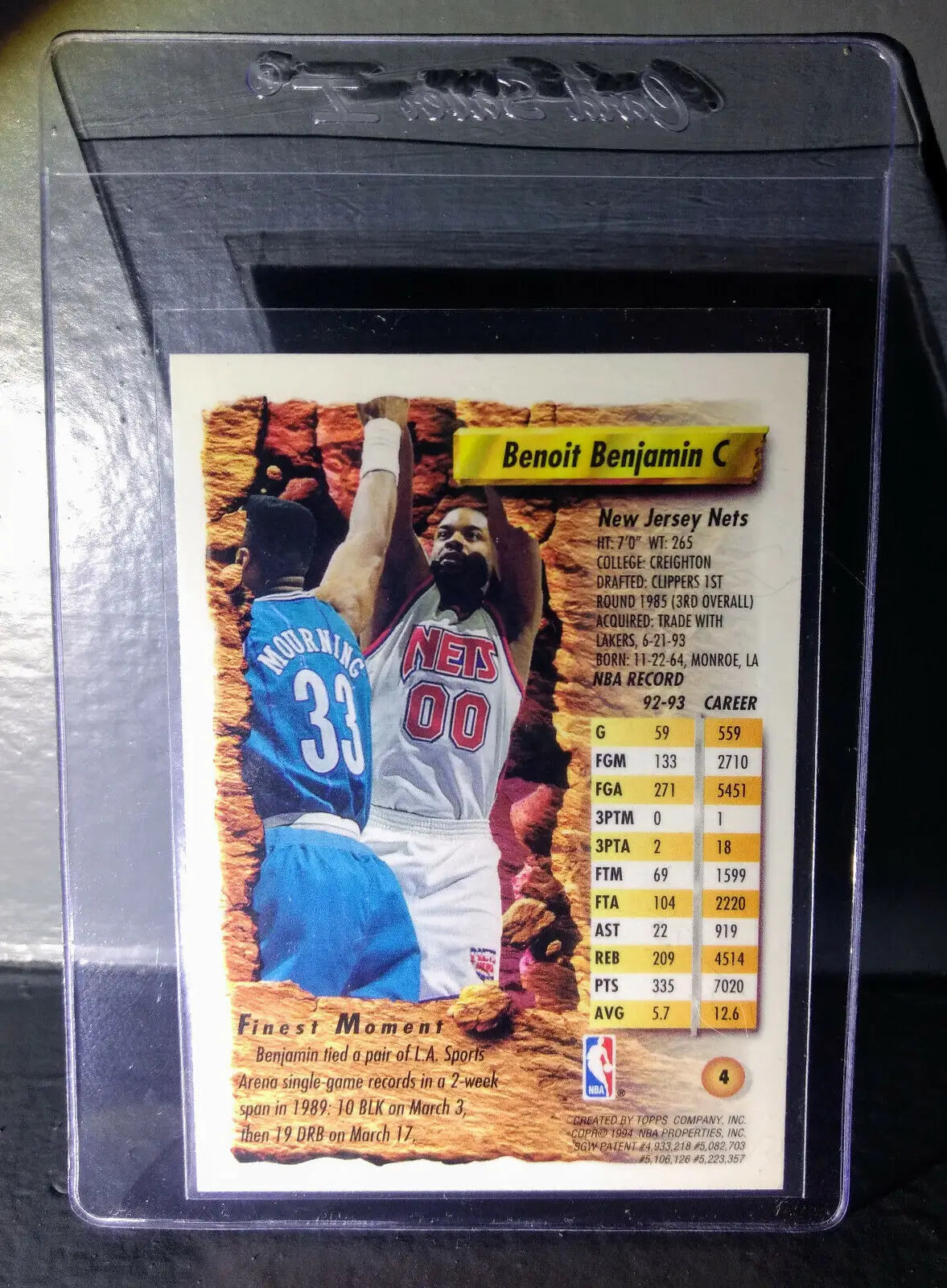 1993-94 Topps Finest Benoit Benjamin #4 Basketball Card