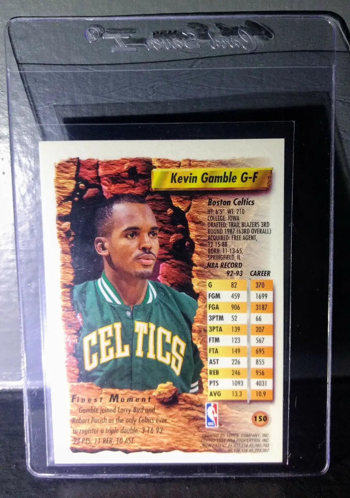 1993-94 Topps Finest Kevin Gamble #150 Basketball Card - Basketball Card Single