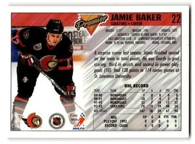 1993-94 Topps Premier #22 Jamie Baker - Hockey Card Single