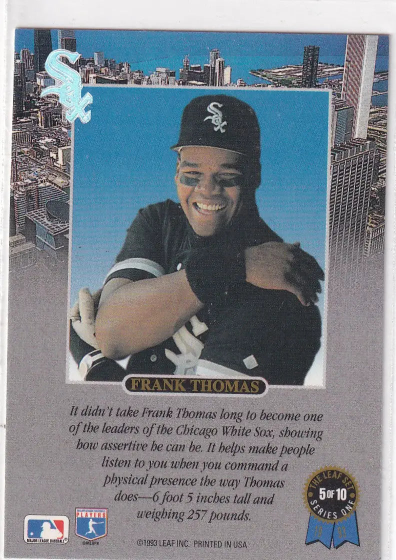 1993 LEAF #5 FRANK THOMAS ASSERTIVE- CHICAGO WHITE SOX - Baseball Card Single