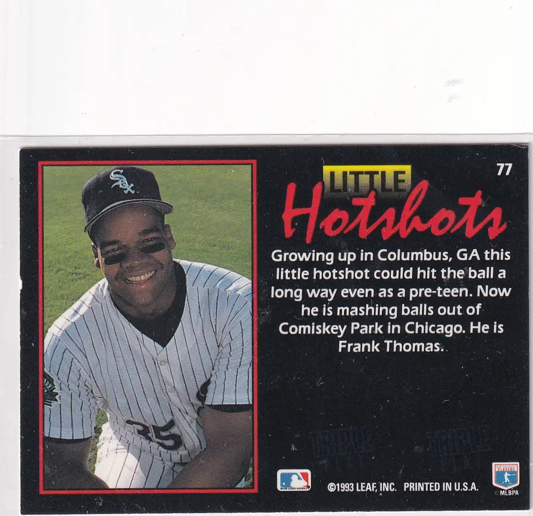 1993 LEAF #77 LITTLE HOTSHOTS FRANK THOMAS- CHICAGO WHITE SOX - Baseball Card Single
