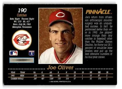 1993 Pinnacle #190 Joe Oliver - Baseball Card Single