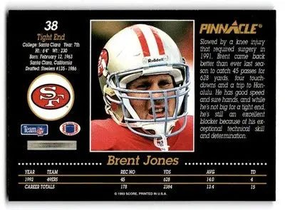 1993 Pinnacle #38 Brent Jones - Football Card Single