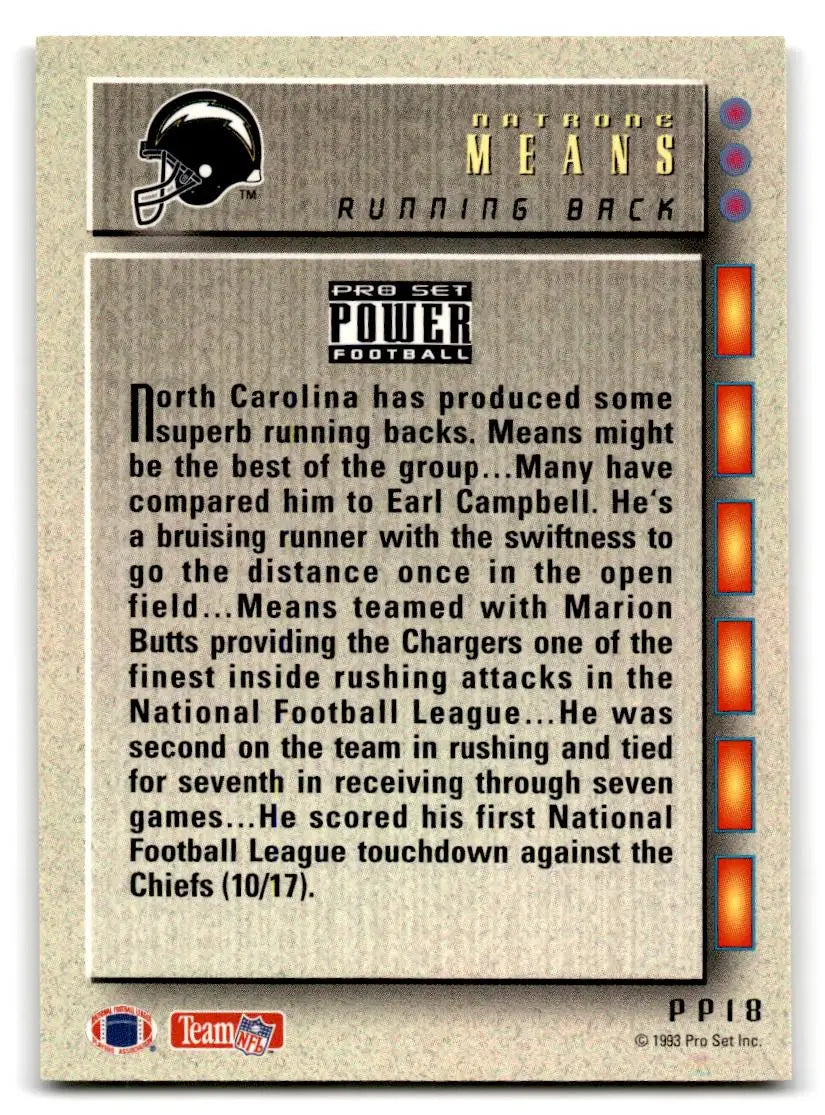1993 Pro Set Power Update: Power Prospects #PP18 Natrone Means - Football Card Single
