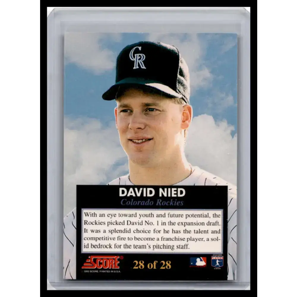 1993 Score #28 David Nied NM-MT Colorado Rockies Baseball Card - Baseball Card Single