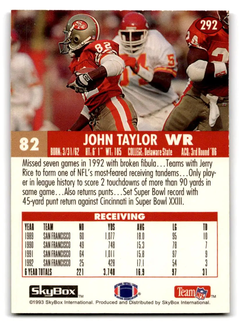 1993 SkyBox Impact #292 John Taylor - Football Card Single