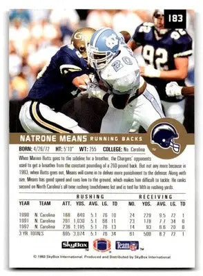 1993 SkyBox Premium #183 Natrone Means - Football Card Single