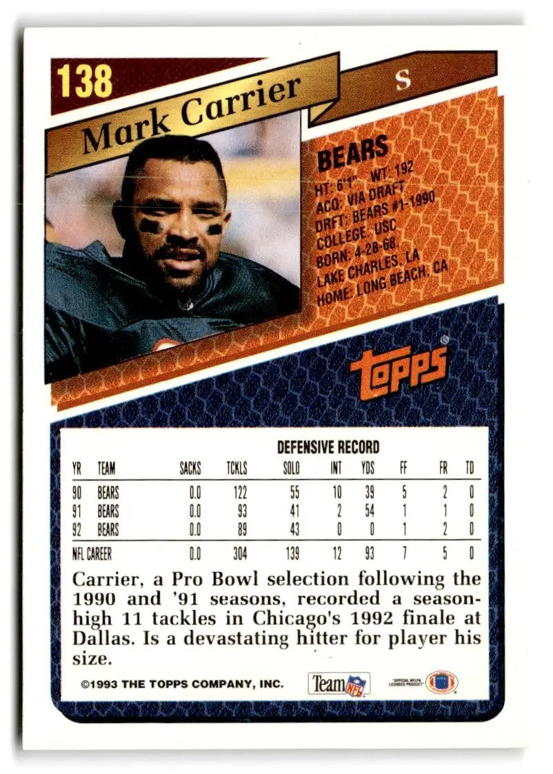 1993 Topps #138 Mark Carrier Gold - Football Card Single