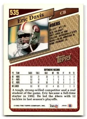 1993 Topps #535 Eric Davis - Football Card Single