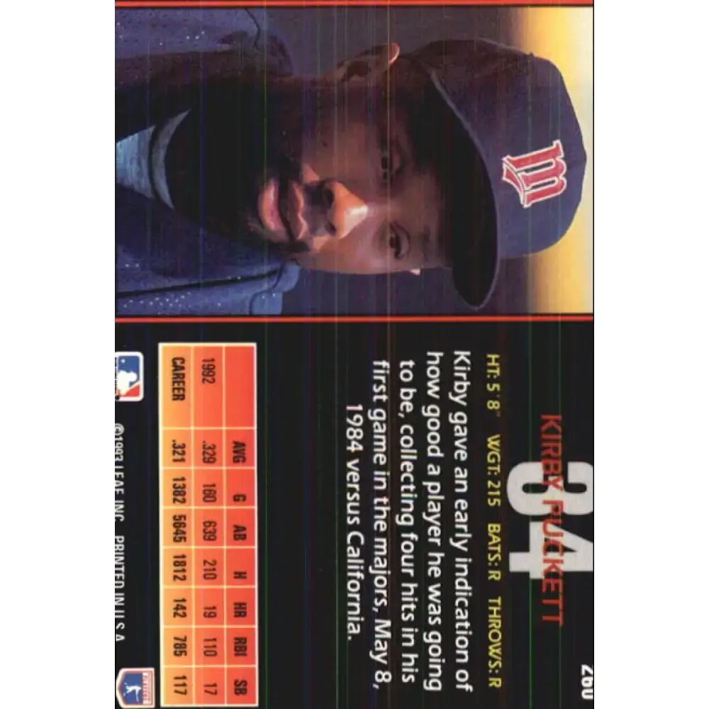 1993 Triple Play #260 Kirby Puckett NM-MT Minnesota Twins Baseball Card - Baseball Card Single