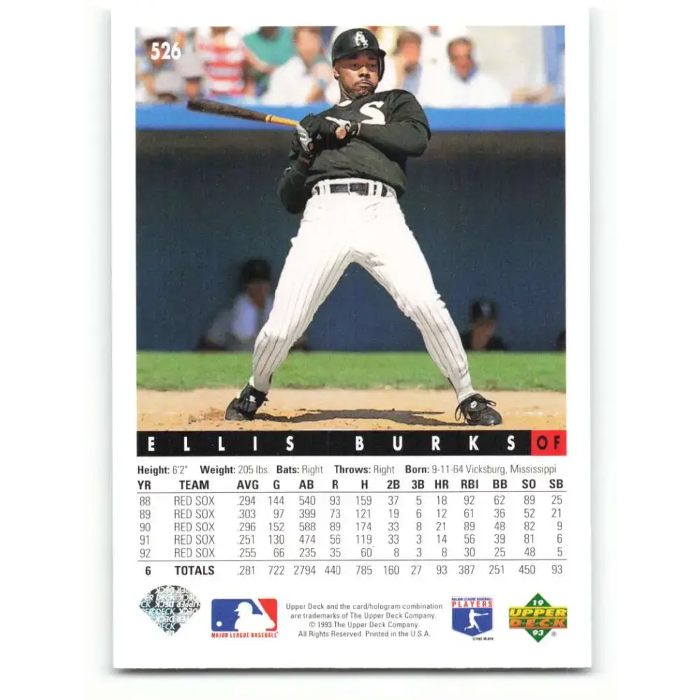 1993 Upper Deck #526 Ellis Burks VG Colorado Rockies Baseball Card - Baseball Card Single