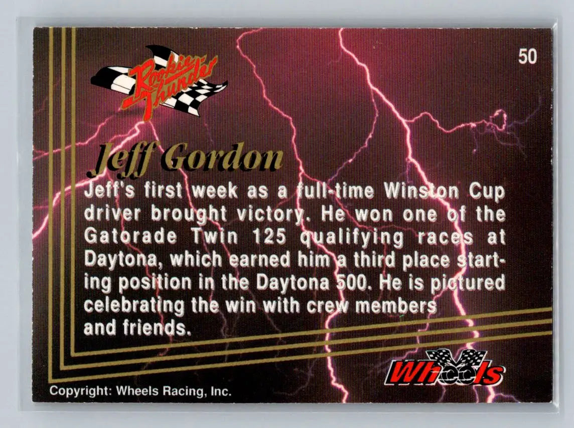 1993 Wheels Rookie Thunder #50 Jeff Gordon Hendrick Motorsports - Racing Card Single