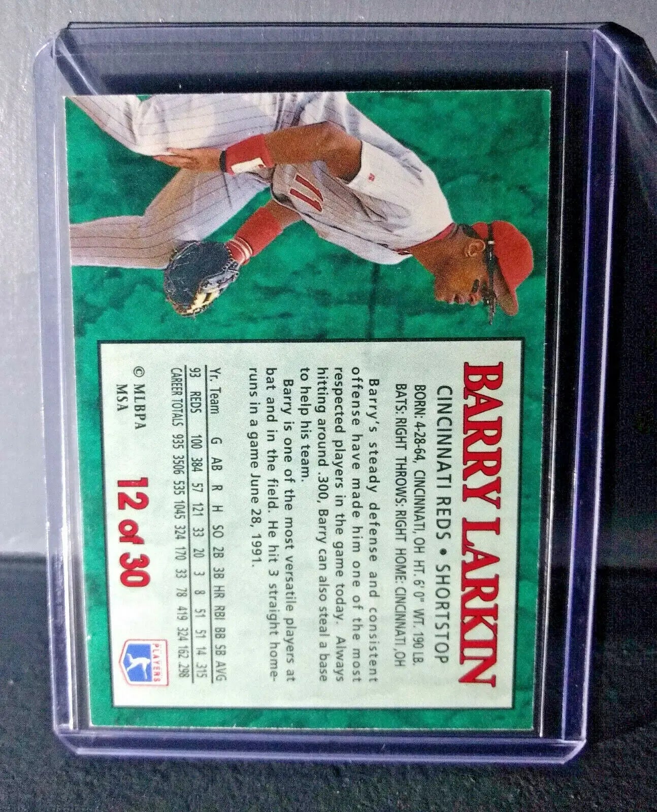 1994 Barry Larkin Post Collection #12 Baseball Card Cincinnati Reds - Baseball Card Single