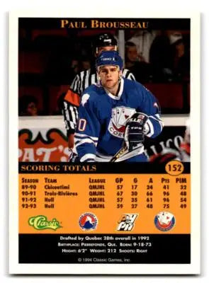 1994 Classic Pro Hockey Prospects #152 Paul Brousseau - Hockey Card Single