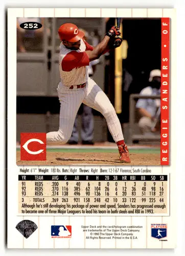 1994 Collector’s Choice #252 Reggie Sanders Cincinnati Reds Baseball Cards - Baseball Card Single
