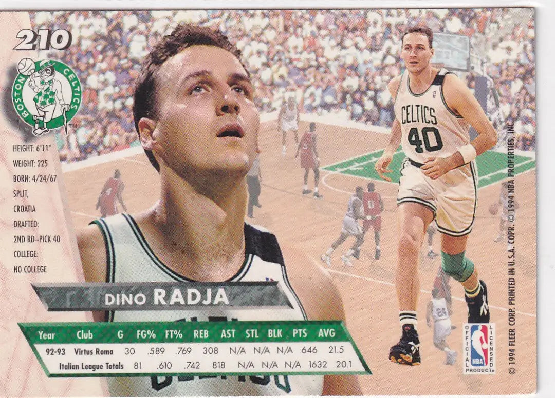 1994 FLEER ULTRA #210 DINO RADJA- BOSTON CELTICS - Basketball Card Single