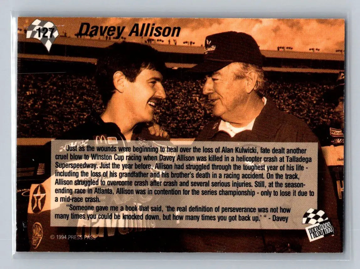 1994 Press Pass #127 Davey Allison Robert Yates Racing - Trading Cards (Singles): Racing Card Single