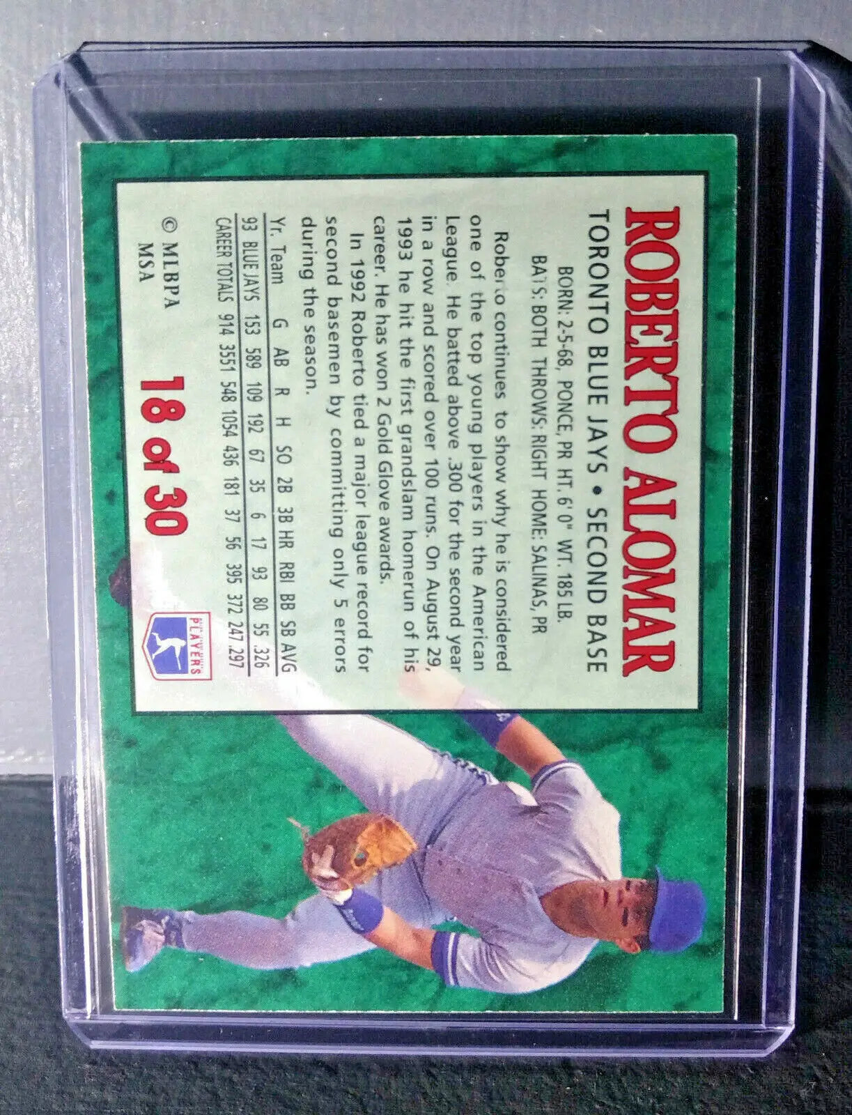 1994 Roberto Alomar Post Collection #18 Baseball Card Toronto Blue Jays - Baseball Card Single