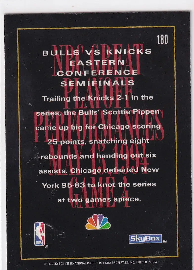 1994 SKYBOX #180 SCOTTIE PIPPEN NBC- CHICAGO BULLS - Basketball Card Single