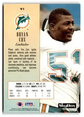 1994 SkyBox Premium #91 Bryan Cox - Football Card Single