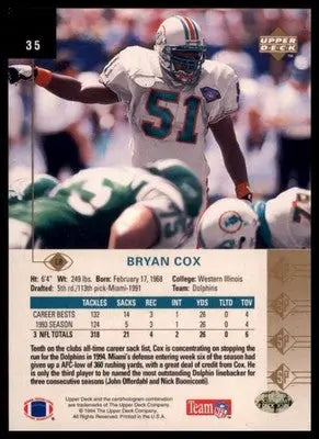 1994 SP Bryan Cox 35 Miami Dolphins - Football Card Single