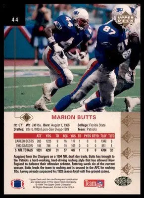 1994 SP Marion Butts 44 New England Patriots - Football Card Single