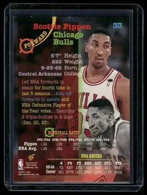 1994 Topps Scottie Pippen #33 Basketball - Basketball Card Single