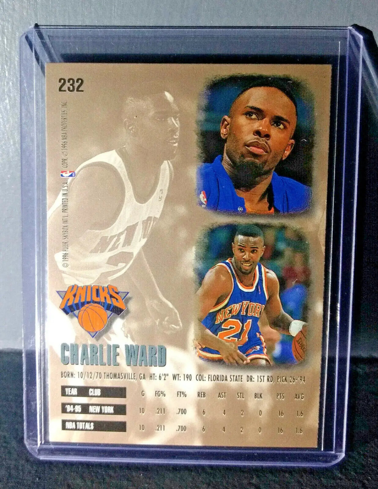 1995-96 Charlie Ward Fleer Ultra #232 Basketball Card - Basketball Card Single