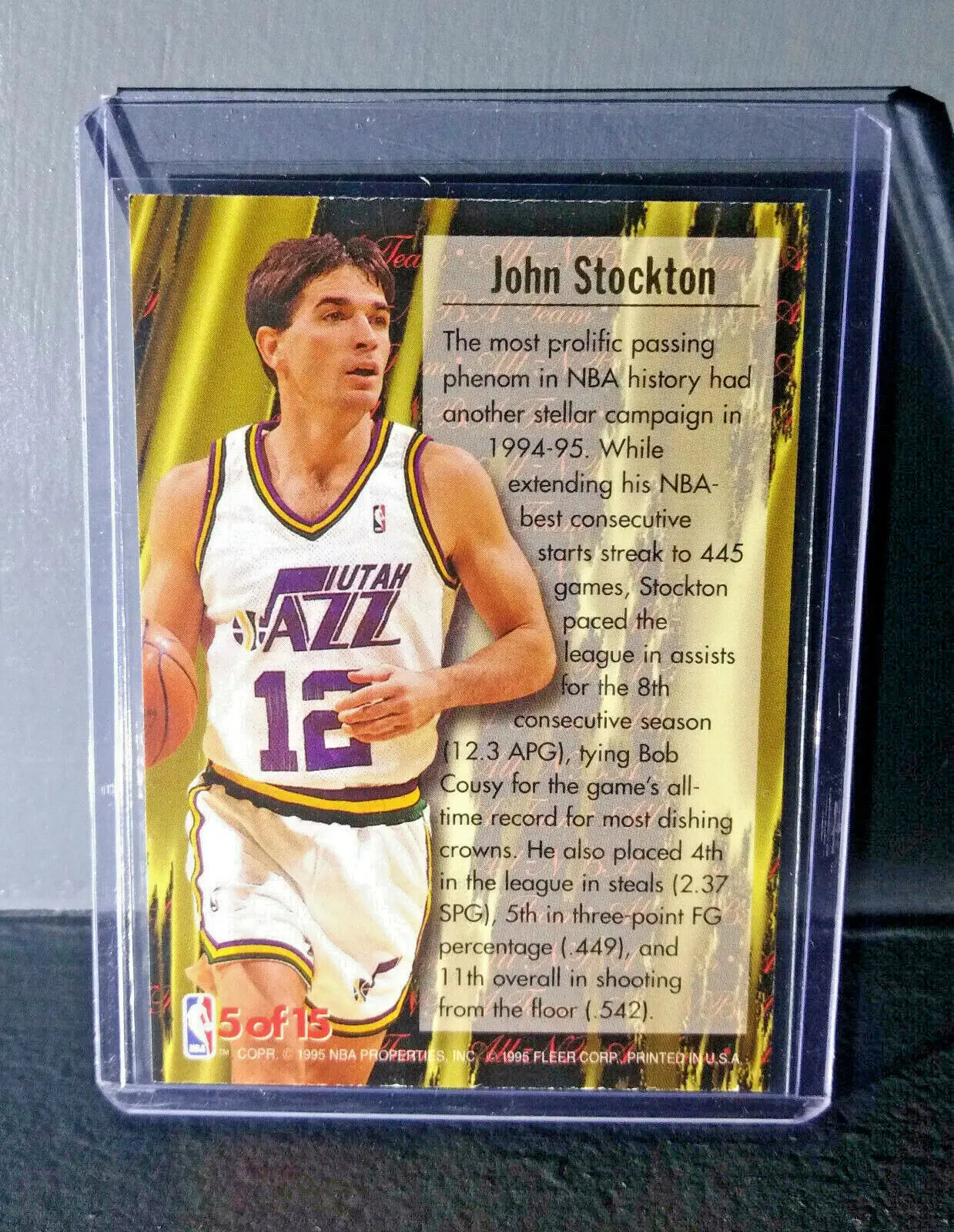 1995-96 John Stockton Fleer Ultra All-NBA Team #5 Basketball Card - Basketball Card Single